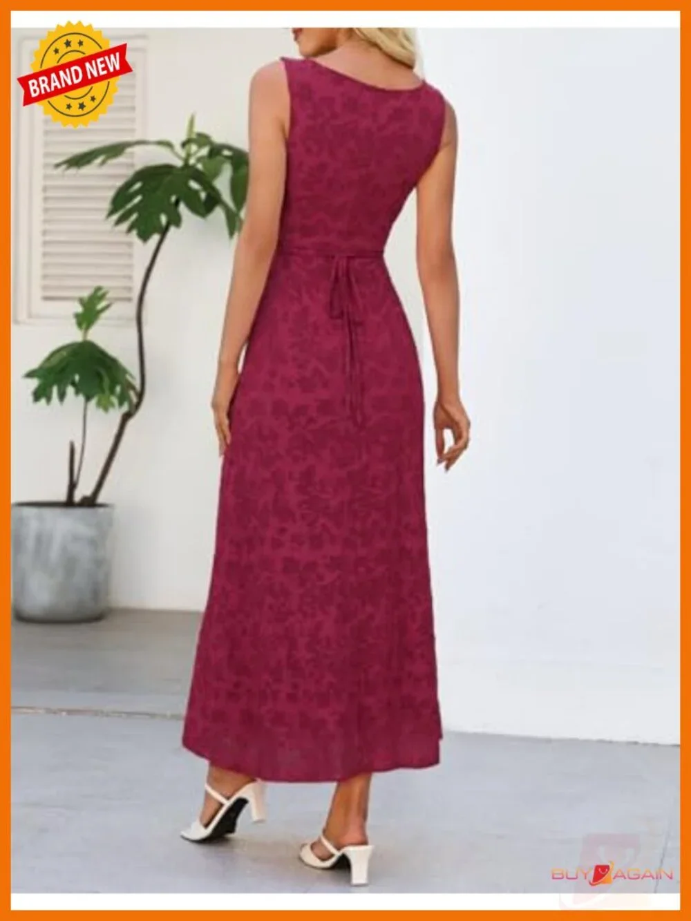 Women's Floral Bodycon Maxi Dress Sleeveless Tie Waist Formal Party